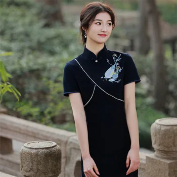 Rochie Chinez Qipao 2022 Femei Negru Slim Mult Cheongsam Tradiționale Harajuku Hanfu Halat Orientale Epocă Vestido Chino Mujer