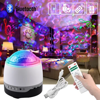 Bluetooth Lampă cu LED-uri Proiectoare de Lumina de Noapte Înstelat Proiector USB Voice Control Music Player Copil de Partid Galaxy Ocean Val Proiector