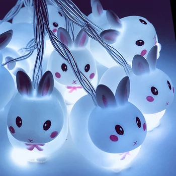 Iepurasul Șir de Lumină 10buc Margele de LED-uri Bunny Abajur Șir Baterie Lampă Alb Iepuras Mic Șir de Lumină Iepure Lumina Decor
