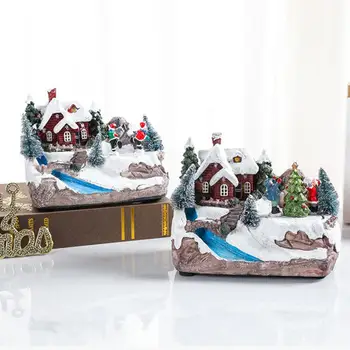 Creative de Crăciun Ornamente de Zăpadă cu Muzica Luminoase de Culoare Ornament de Crăciun Cadou de Crăciun Ornament Desktop