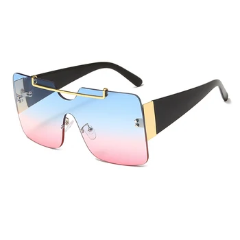 Moda Ochelari fără ramă Design Femei Bărbați Supradimensionate, ochelari de Soare Patrati de Epocă de Lux Ochelari de UV400 Nuante oculos de sol