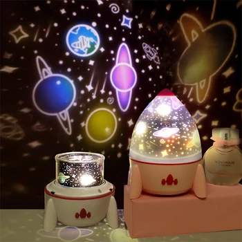 Cadouri de craciun cu LED-uri Colorate Rachete Rotativ Proiector Lumina de Noapte Lampa cu Universul Star Ocean de Ziua Cinci Tobogane Copii D30