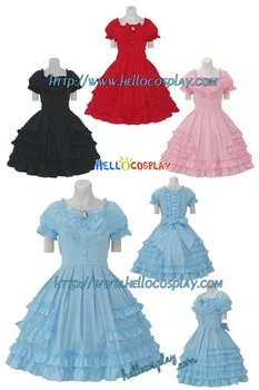 Lolita Costume Negru/Albastru/Roz/Rosu H008