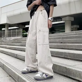 Noi Harajuku Supradimensionat Negru Pantaloni Femei Japoneze Streetwear Liber Largi Picior Pantaloni pentru Femei Buzunare Grunge Techwear