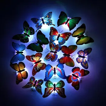1/5pcs Colorate Stralucitoare Fluture Drăguț CONDUS Pasteable Lumina de Noapte de Culoare Schimbare Lampa Decor Acasă Lampă de Perete de Culoare Aleatorii