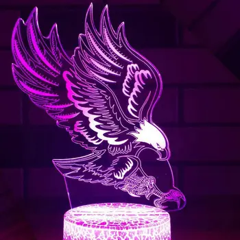 3D Bufnita Vultur Lumina de Noapte Lampa Iluzie Led 16 Culori Schimbare Touch Comuta Tabelul Birou BedroomDecor Lampa Jucărie Cadou Creativ pentru Copil
