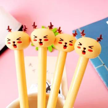24 Buc Coreean Creative De Crăciun Minunat Cerb Stil Neutru Pen Semnătură Elev Premiul Papetărie De Birou Pen En-Gros