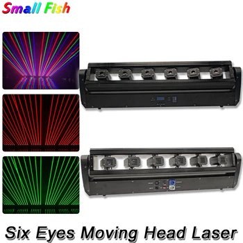 Cele mai noi 180W RGB Full Color Șase Ochii în Mișcare Cap Lumina Laser Profesional pentru Scena cu Laser Lampa de Proiecție Pentru DJ Petrecere Disco Bar Club