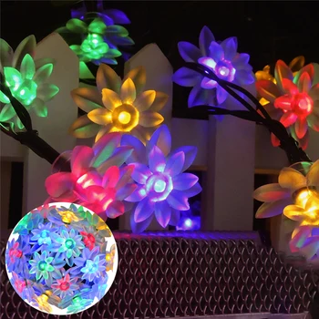 Solar Floare de Lotus Șir Lumina Impermeabil în aer liber Lumini de Basm pentru Gradina Gard de Crăciun, de Anul Nou Lămpi Decorative
