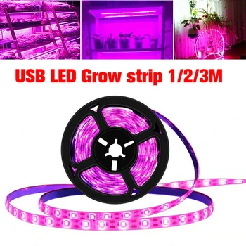 1~3Meter Planta Crește Lumina Benzi a CONDUS întregul Spectru de Plante de Lumină 5V USB Lampa pentru Plante Hidroponice Răsad Crește Cort Cutie