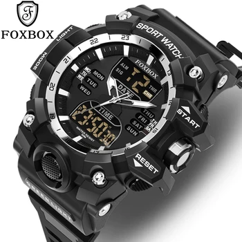 FOXBOX Ceas Barbati Dual Display Ceas rezistent la apă, Cronograf Cuarț Militare de Sport Mens Ceasuri Noi, Ceasuri de Moda pentru Barbati+Cutie