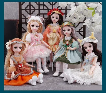 Noi de 12 Inch Parul Lung Păpuși 13 bunuri Mobile Comune 1/6 30cm BJD Zodiac Doll Make-up Princess Baby Dolls Ochii 3D DIY Jucărie Cadou pentru Fete