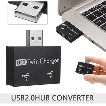 Mini Hub USB 2.0 Convertor DC 5V 2 Porturi Splitter Stabil Twin Încărcător de sex Masculin la Dublu Feminin de Încărcare Splitter Hub Pentru Laptop