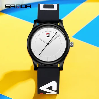 SANDA Nou Silicon Trupa Cuarț Ceas de Moda Mens Ceasuri de Top de Brand de Lux 50M rezistent la apă Ceas Sport de sex Masculin Ceas Relogio