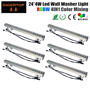 6pcs/lot 24x4W 4IN1 Spălare de Perete Led Lumină în aer liber,RGBW Led-uri de Lumină de Inundații DMX 512 Bar Led Lumina 90V-240V LED-uri Lumina de Scena