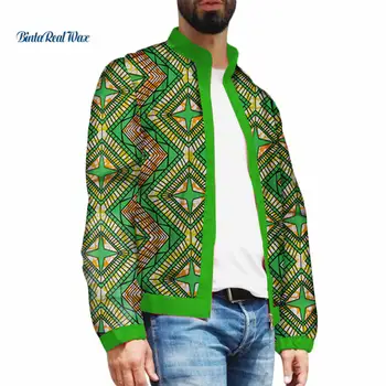 Casual, Paltoane Barbati din Africa de Îmbrăcăminte Bazin Riche Patchwork Print Topuri Haine Costum de Zbor Dashiki din Africa de Design de Îmbrăcăminte WYN32