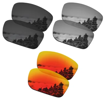 SmartVLT 3 Perechi de ochelari de Soare Polarizat Lentile de Înlocuire pentru Oakley Mainlink Stealth Negru si Argintiu Titan si Rosu de Foc