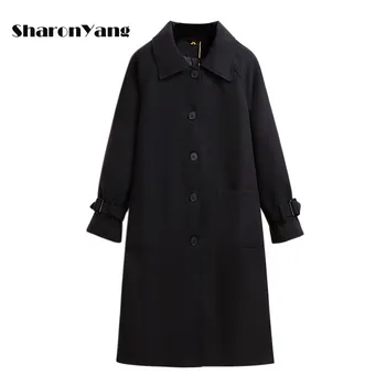 2XL-6XL Iarna paltoane Elegante Femei de Moda coreeană Haine Lungi Vintage Lână Palton Negru Uza Haine de Iarnă