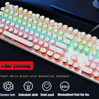 RGB Lumina Aprins Albastru Axa Calculator de Gaming Keyboard K820 Retro Punk Galvanizare Rotund Keycap Luminos Tastatură Mecanică