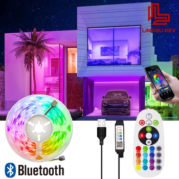 LED 5050 Lumina de Neon Bluetooth Benzi cu LED-uri de Lumină de TELEVIZIUNE lumina de Fundal de Culoare RGB Banda LED pentru Decor Camera Luces led Para Habitacion