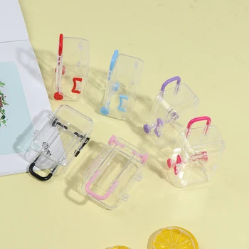 Mini Plastic 3D Valiza de Călătorie Depozitare Accesorii Papusa Mobila Jucarii Copii, Casă de Joacă Tren Suitcas Pentru Papusa Cadou