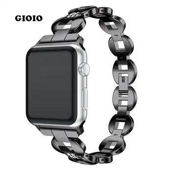 Diamant Curea Pentru Apple Watch Seria 7 6 5 4 3 2 1 SE Watchband de Lux Brățară din Oțel Inoxidabil Pentru iWatch 38 40 41 42 44 45 mm