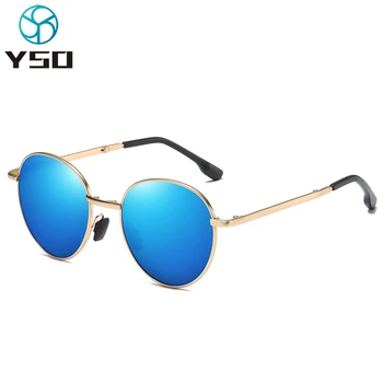 YSO 2020 Albastru ochelari de Soare Pentru Femei, Cadru Metalic TAC Lentile de Ochelari de protecție Pliabil Polarizate Protectie UV Bărbați Ochelari de Soare 614