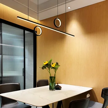 Sala de mese candelabru minimalist benzi cu led-uri moderne și simple, creative designer de birou, bar, sala de mese Nordic lămpi decorative