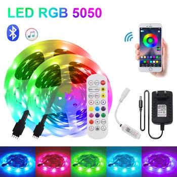 5050 RGB LED Strip Lumina cu Telecomanda DC12V 5m 10m 15m 20m Dungă de Lumină de Muzică Bluetooth Control Flexibil Panglică Bandă Diode