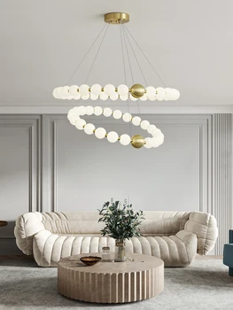 Estompat LED-uri Moderne, Suspensie Alb Fildeș Pearl Colier Pandantiv în Formă de Lumină Cameră Decor Agățat Lampa Decor Acasă de iluminat