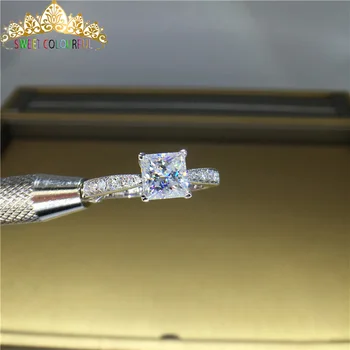 100% 18K 750Au Aur Moissanite Inel cu Diamant de culoare D VVS Cu certificat național MO-00113