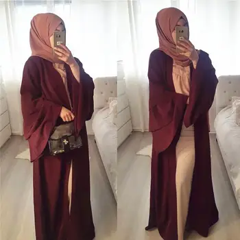 Musulman Adult efecte cascadă Musulman abaya rochie Haine Arabe Malaezia Ramadan Cult musulman Serviciu abaya cu centura Wq315