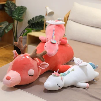 1 buc 60CM Moale Unicorn & Cerb Jucărie de Pluș pentru Copii Potoli setea de Dormit Perna Papusa Animal Umplute Jucărie de Pluș Cadouri de Ziua de nastere pentru Fete