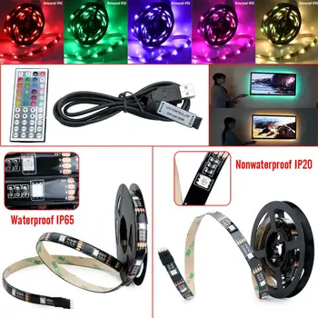 SMD RGB LED Strip Waterproof 5050 1M/2M 30Leds/m Bandă de Alimentare USB TV de Fundal lumina de fundal Kit Set W/44key 5V Controller