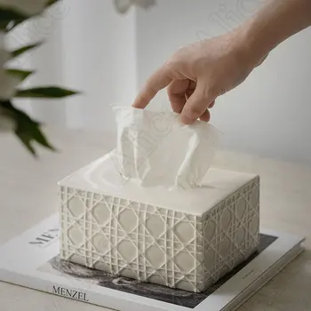 Nordic Rattan Model Ceramice Cutie De Tesut Avansate Sens Relief Țesute De Cereale, Cutii De Țesut Camera De Zi De Decorare Desktop Ornament