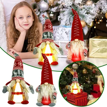 Ornamente De Crăciun Mare Iluminat Pitic Gras Fără Chip De Papusa Papusa Ornament Decor Laterală Jucărie Jucărie Tiara