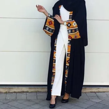 Imprimare Dubai Abaya Kimono Femeile Musulmane Mozaic Negru Deschis Fata Abaya Duster Cardigane Turcia Arabe Islamice Hijab Rochie