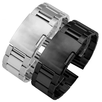 28mm Solide din Oțel Inoxidabil Ceas trupa negru și argintiu înlocuire curea de metal pentru Șapte luni lanț de ceas