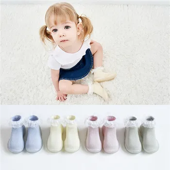 Nou-născut pantofi de primăvară și de vară fete dantela copilul șosete copii sugari moale, fund non-alunecare podea șosete șosete barca