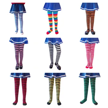 De Halloween, de Crăciun 5-9 Ani Copii Dresuri cu Dungi Curcubeu Drăguț Ciorapi Lolita Costum pentru Petrecerea de Recuzită Fete Ciorapi