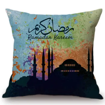 2018 Nou Musulman Ramadan Decor Pernă Caz Mosque Dubai Orientul Mijlociu Decor Acasă Lenjerie de pat din Bumbac Pernă Acoperă 45x45cm