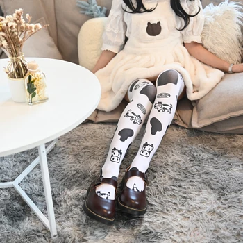 Japoneze Lolita Jk Colegiul Stil De Vacă Drăguț Imprimare De Înaltă Șosete Șosete Picior Moale Fata Kawaii Fata De Gothic Lolita Ciorapi De Cosplay