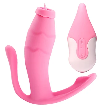 Telecomanda Wireless Portabil Vibrator pentru Femei Limba Lins Pantaloni Vibrator Vibrator Încălzire Stimulator Clitoris Penis artificial jucarii Sexuale