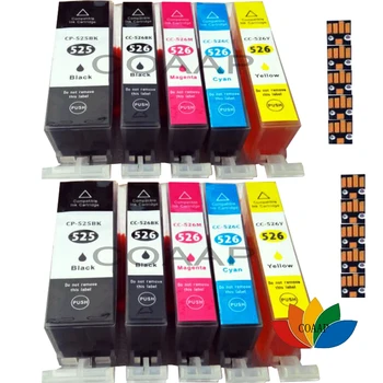 10 cartuș de Imprimantă set compatibil PGI525-CLI526 cu chip pentru CANON Pixma IX6550 MG5150 MG5250 MG5350 MG5350