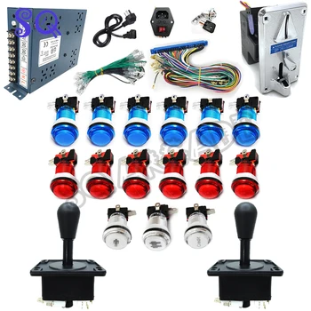 Arcade Masina Cutie DIY Kit Cu Acceptoare de Monede Negru Jamma Cablu Transparent Buton Happ Joystick pentru Jocuri Pandora