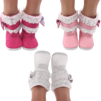 18 Inch American Doll Pantofi de Iarnă de Pluș Arc Cizme Fete Jucării pentru Copii se Potrivesc 43 Cm Băiat de Păpuși pentru Copii Cadou s81