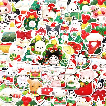 Sanrioed De Crăciun Autocolante Kawaii Ornamente De Vacanta Anime Melodia Mea Kuromi Hello Kitty Drăguț Decorare Diy Material Cadouri Pentru Copii