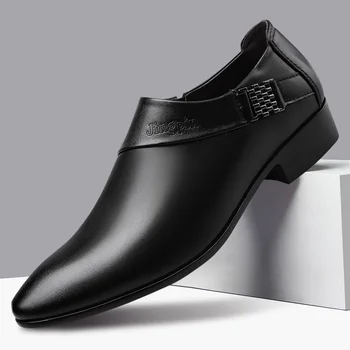 Moda Barbati Formale Pantofi De Sex Masculin Dantela-Up Solid Subliniat Toe Dress Pantofi Din Piele De Afaceri De Nunta Pantofi Oxfords