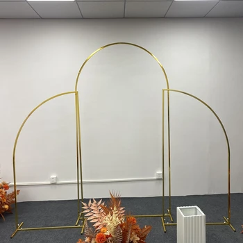 3 buc placat cu Aur Nunta Arc Set de Fundal de Flori Decor Stand Petrecere în aer liber Balon Arc de Formă Neregulată Sta