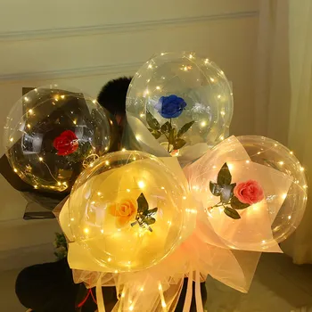 LED Luminos Balonul a Crescut Buchet Transparent Bobo Mingea a Crescut de Ziua Îndrăgostiților Cadou de Petrecerea de Nunta Baloane Decor